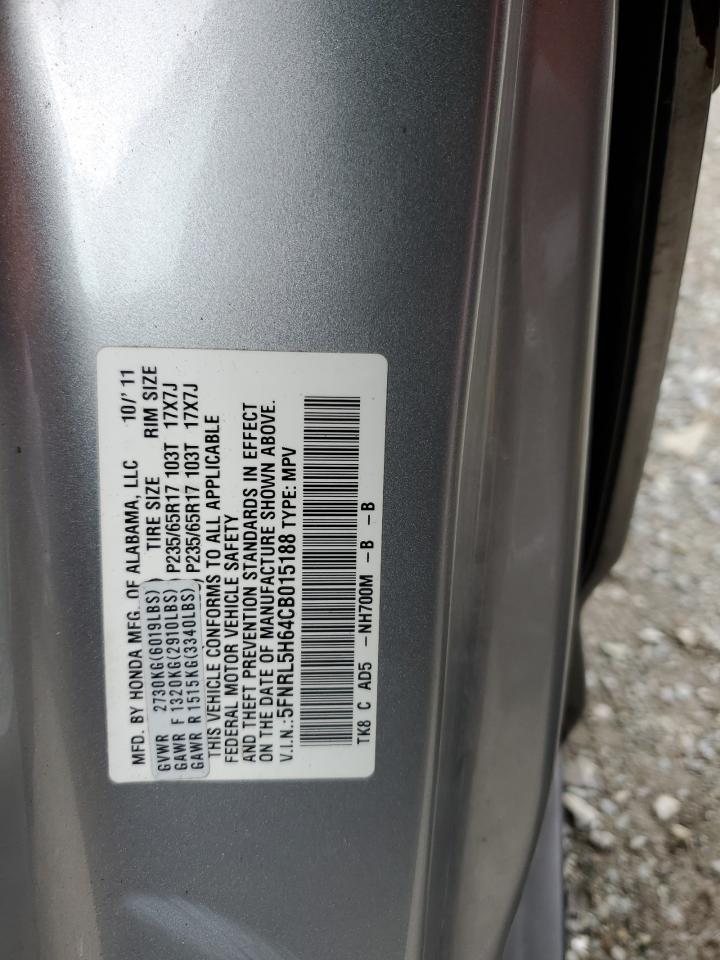 5FNRL5H64CB015188 2012 Honda Odyssey Exl
