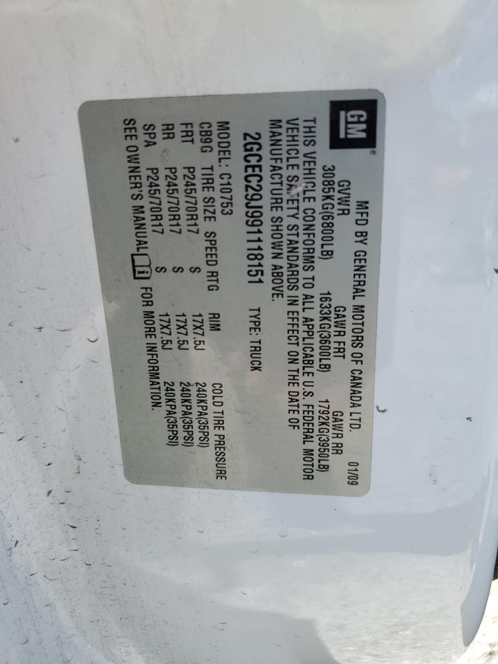 2GCEC29J991118151 2009 Chevrolet Silverado C1500 Lt