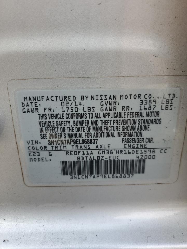 3N1CN7AP9EL868837 2014 Nissan Versa S