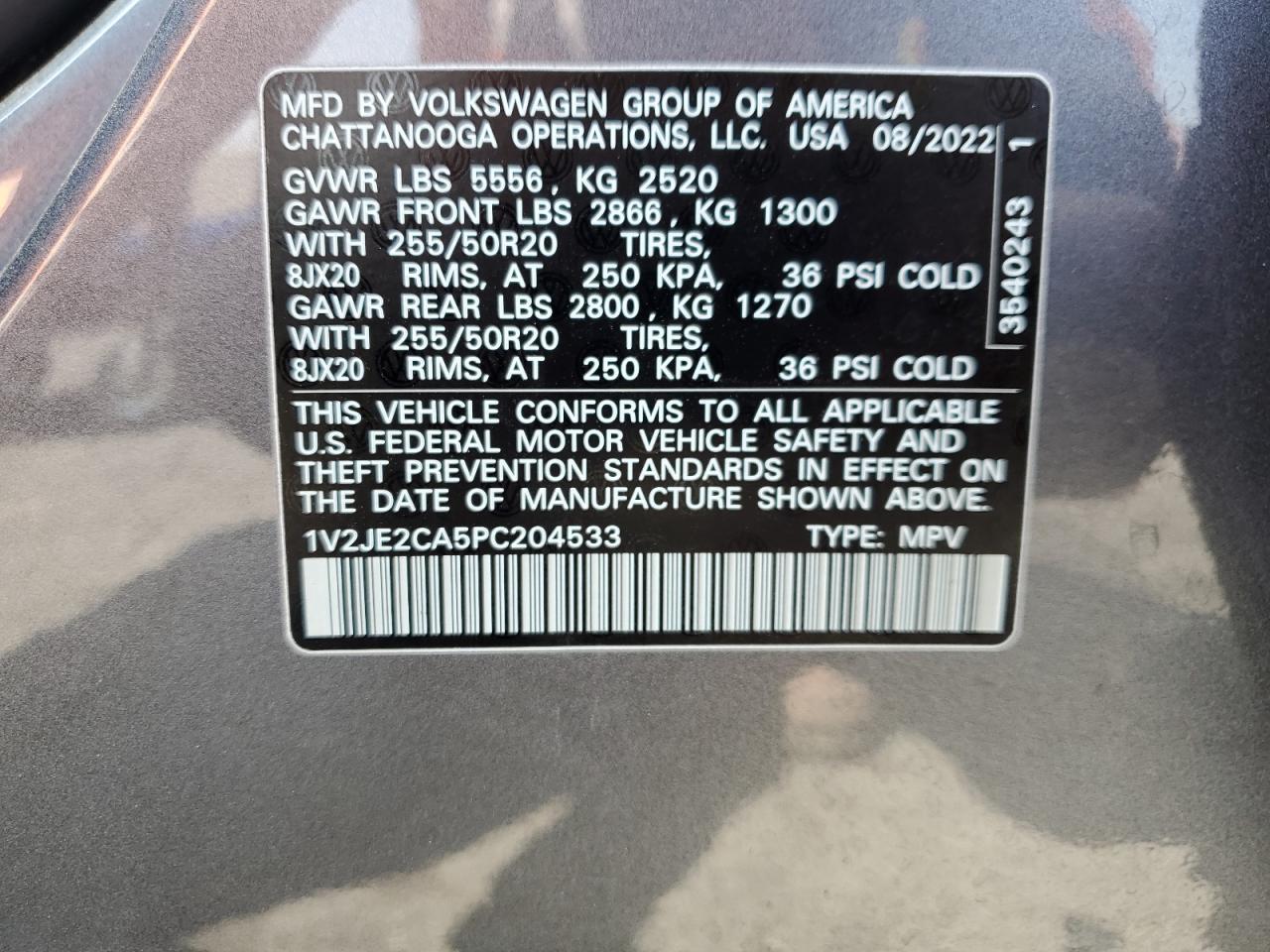 1V2JE2CA5PC204533 2023 Volkswagen Atlas Cross Sport Se