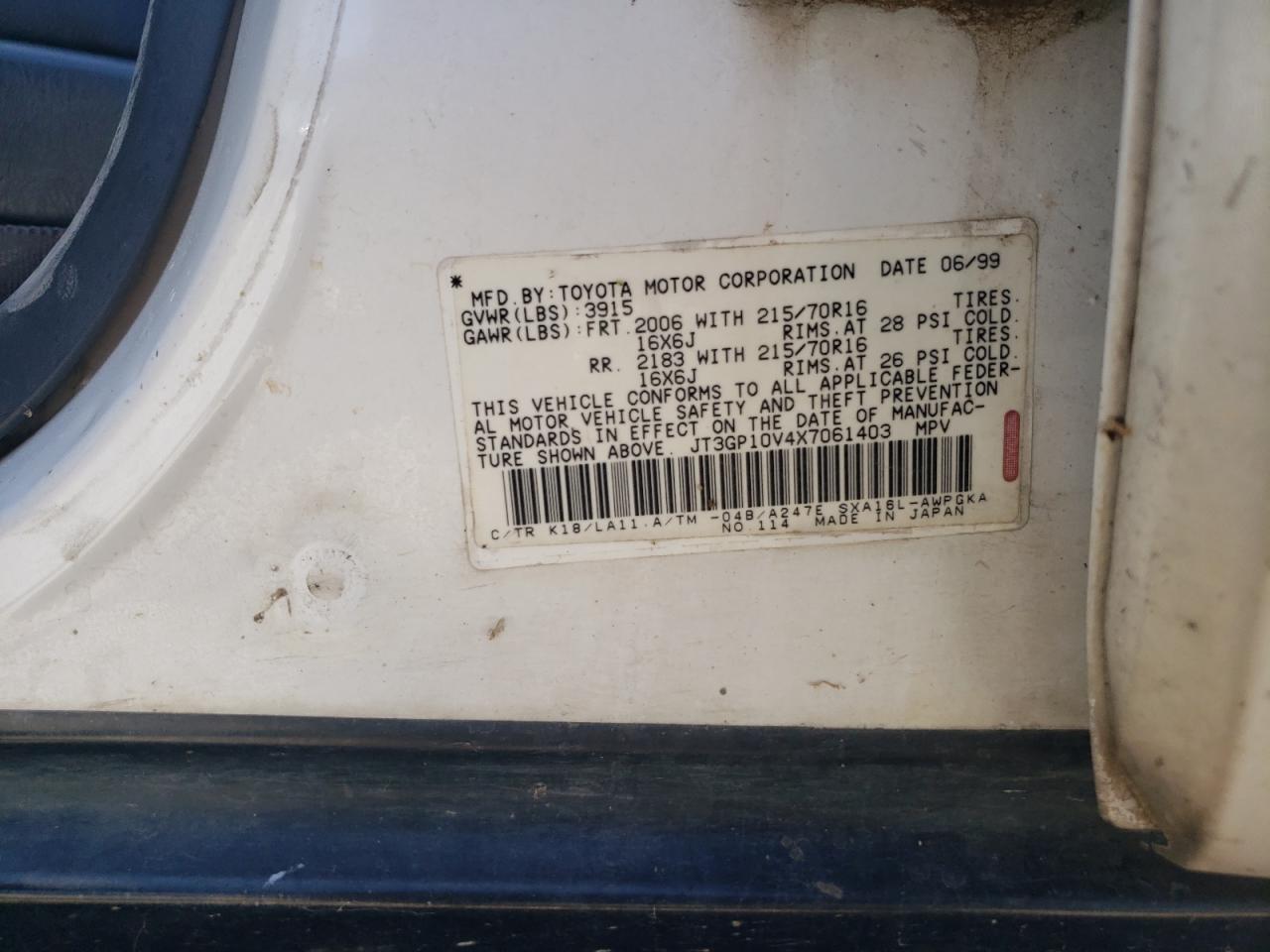 JT3GP10V4X7061403 1999 Toyota Rav4