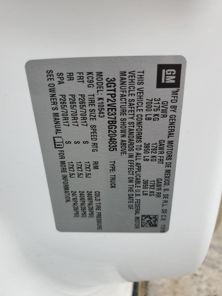 3GTP2VE37BG204835 2011 GMC Sierra K1500 Sle