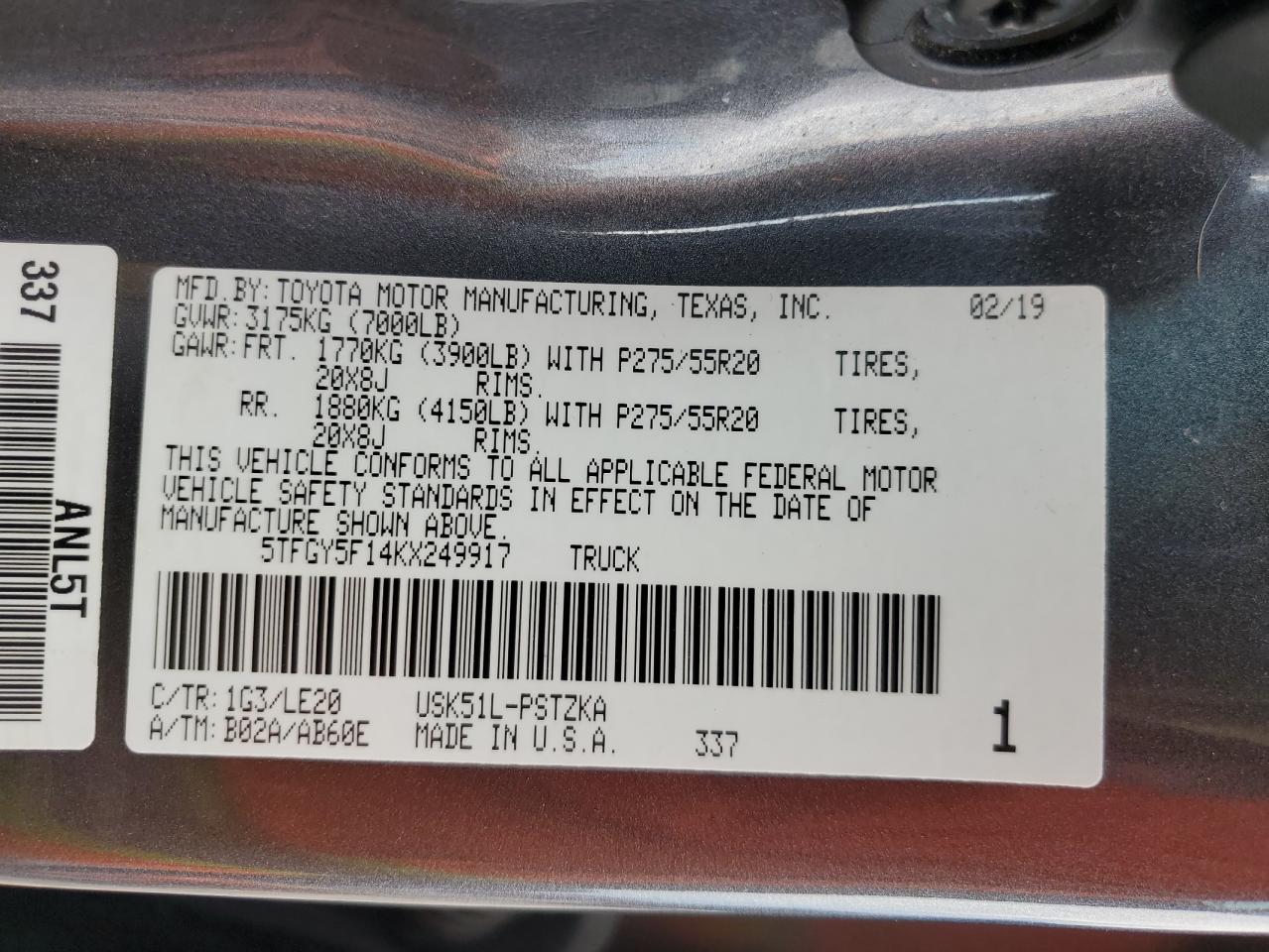 5TFGY5F14KX249917 2019 Toyota Tundra Crewmax 1794