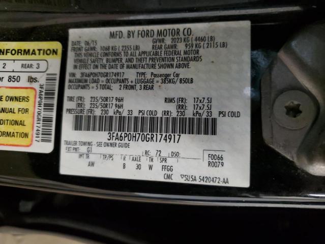 2016 Ford Fusion Se VIN: 3FA6P0H70GR174917 Lot: 57263744