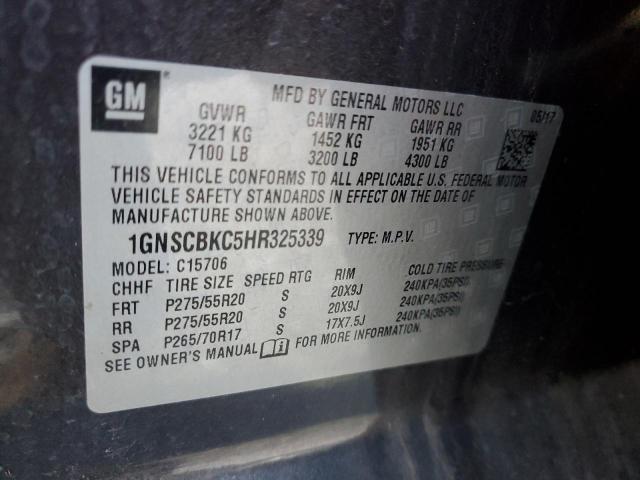2017 Chevrolet Tahoe C1500 Lt VIN: 1GNSCBKC5HR325339 Lot: 59762744