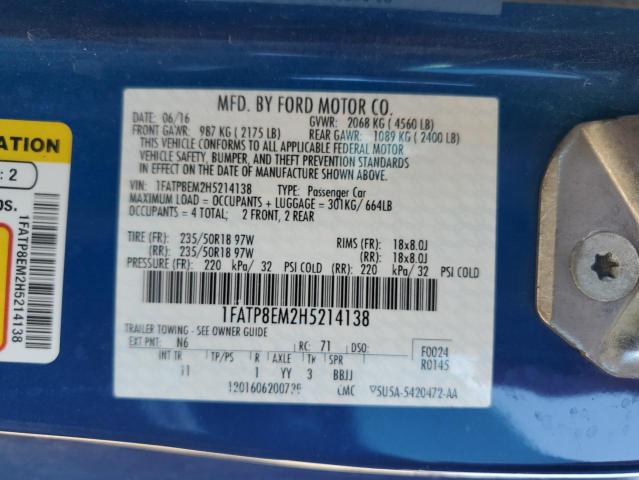 2017 Ford Mustang VIN: 1FATP8EM2H5214138 Lot: 57563444