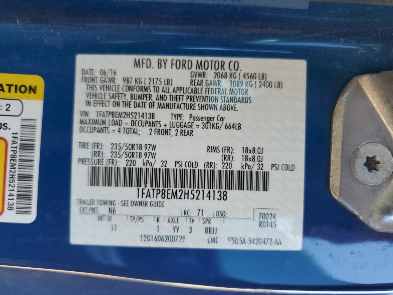 1FATP8EM2H5214138 2017 Ford Mustang