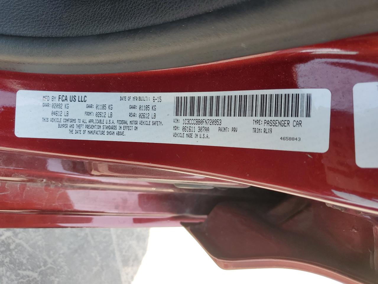 1C3CCCBB0FN720953 2015 Chrysler 200 S