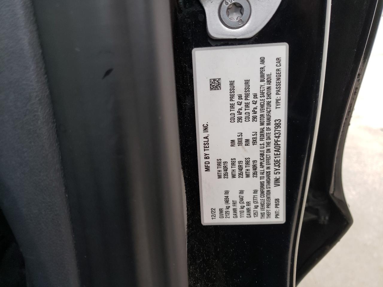 5YJ3E1EA0PF437983 2023 Tesla Model 3