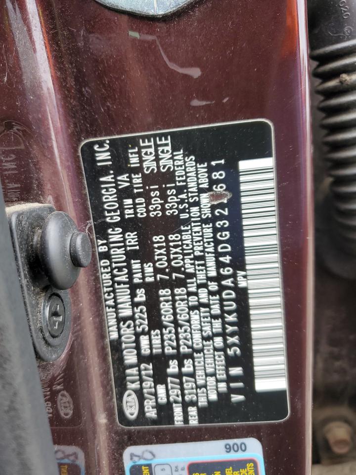 5XYKUDA64DG322681 2013 Kia Sorento Ex