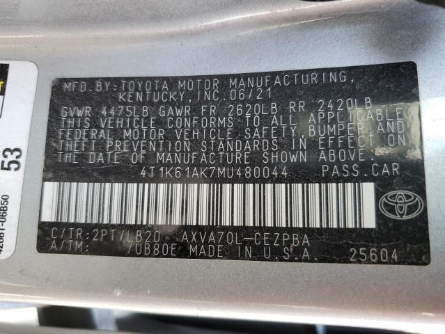 VIN 4T1K61AK7MU480044 2021 Toyota Camry, Xse no.12