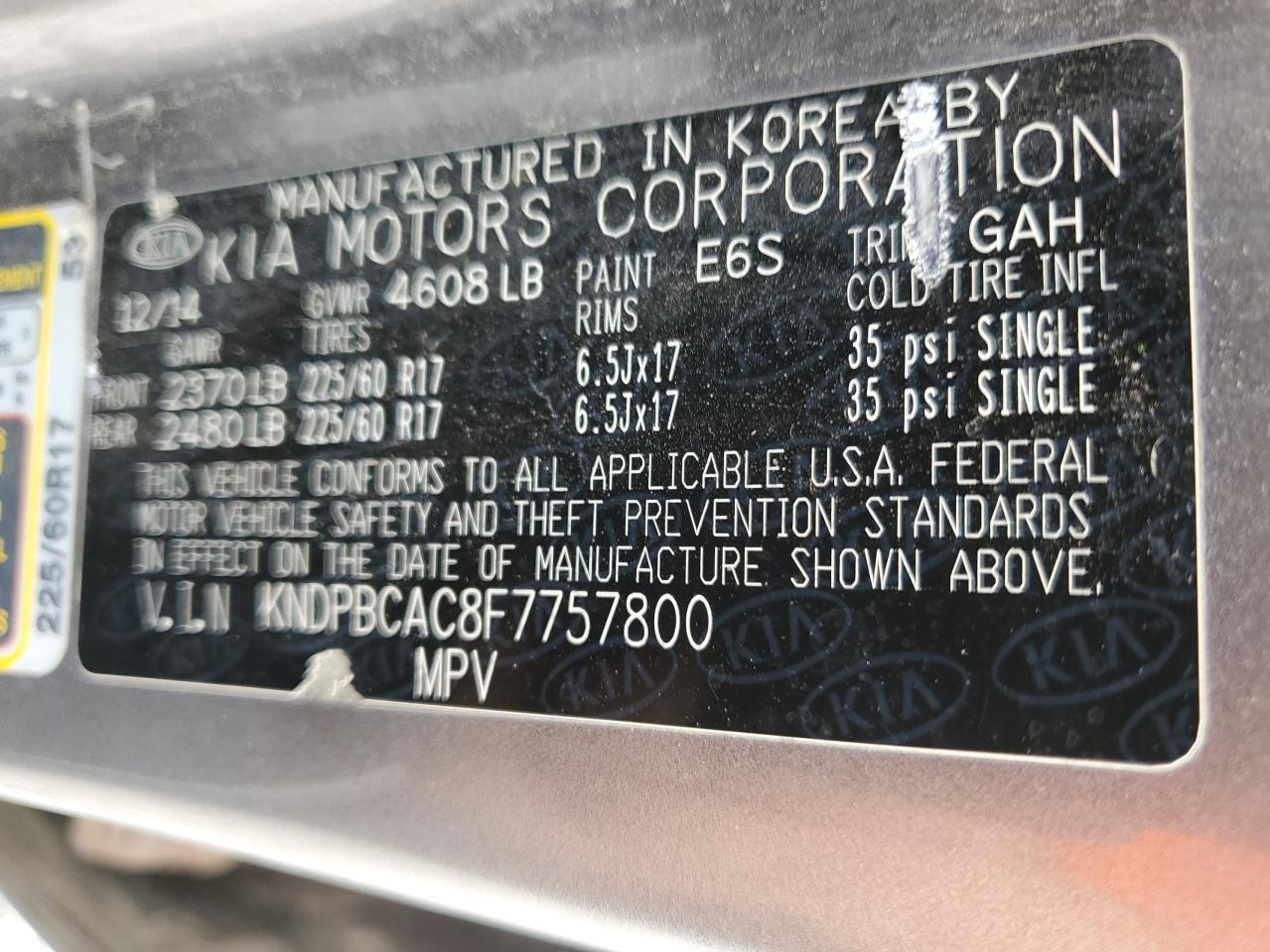 KNDPBCAC8F7757800 2015 Kia Sportage Lx