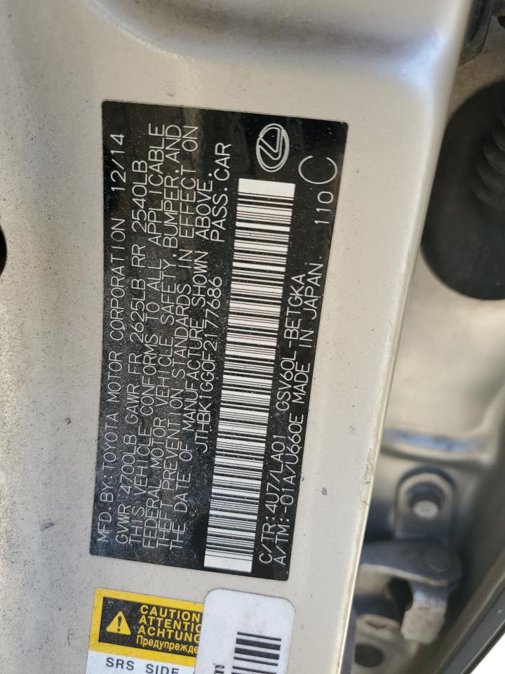 JTHBK1GG0F2177686 2015 Lexus Es 350