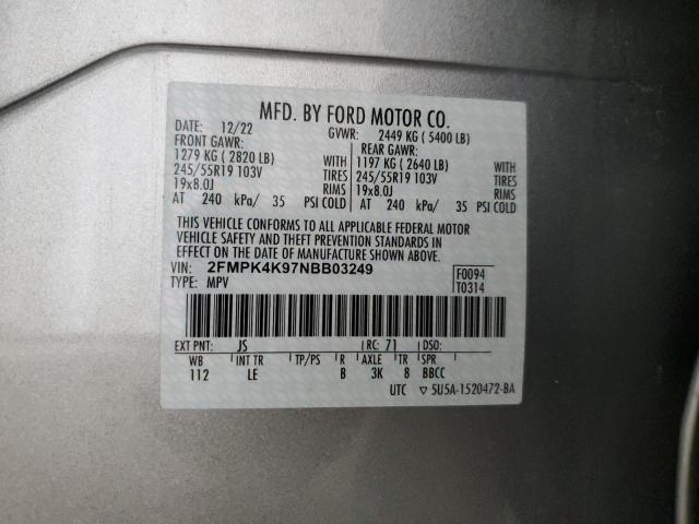 2022 FORD EDGE TITAN - 2FMPK4K97NBB03249