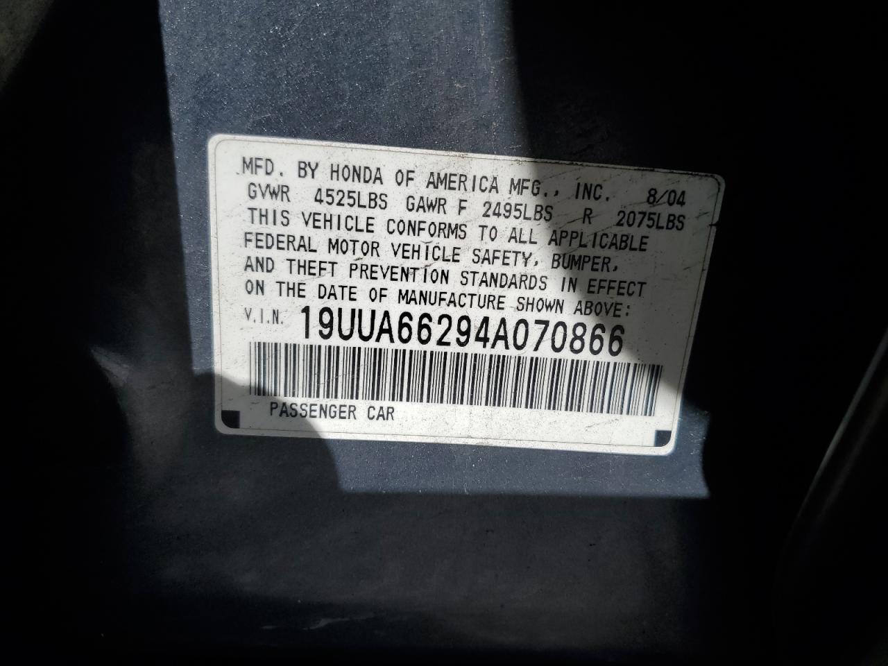 19UUA66294A070866 2004 Acura Tl