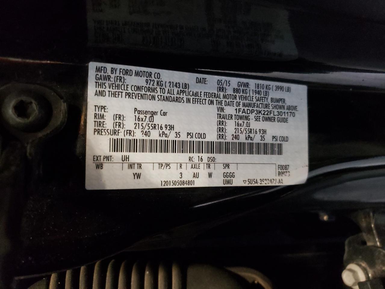 1FADP3K22FL301170 2015 Ford Focus Se