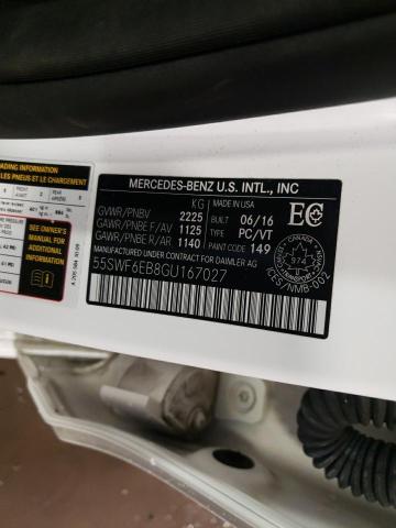 2016 Mercedes-Benz C 450 4Matic Amg VIN: 55SWF6EB8GU167027 Lot: 57268814
