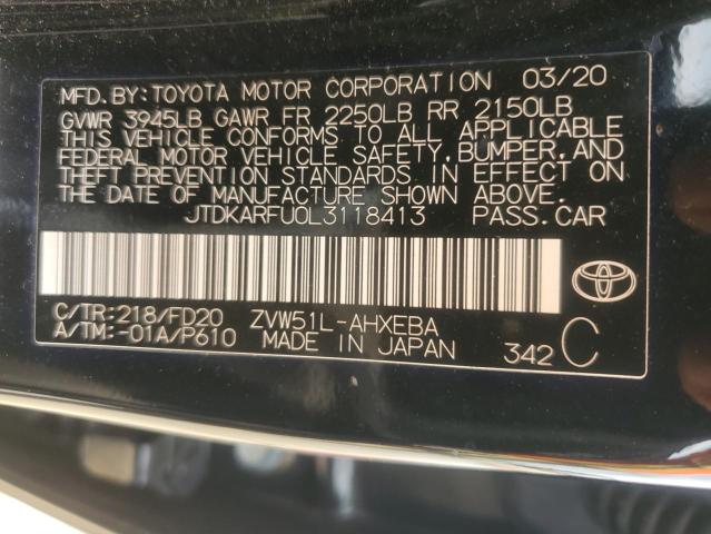 2020 Toyota Prius L VIN: JTDKARFU0L3118413 Lot: 56956944