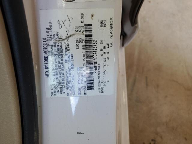 2012 Ford Fusion Sel VIN: 3FAHP0JA0CR425752 Lot: 59412084