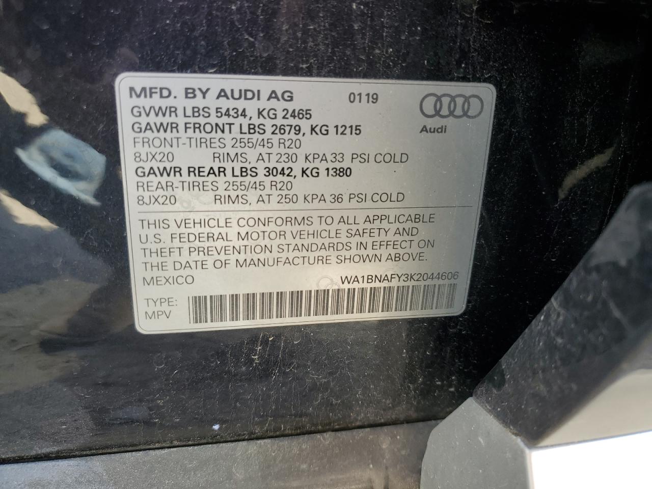 WA1BNAFY3K2044606 2019 Audi Q5 Premium Plus