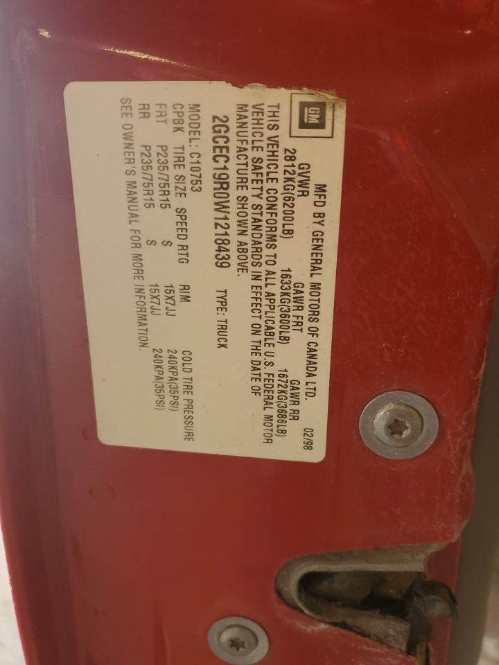 2GCEC19R0W1218439 1998 Chevrolet Gmt-400 C1500