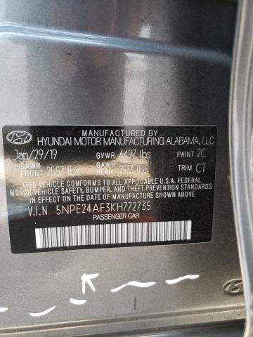 2019 Hyundai Sonata Se VIN: 5NPE24AF3KH772735 Lot: 58307784