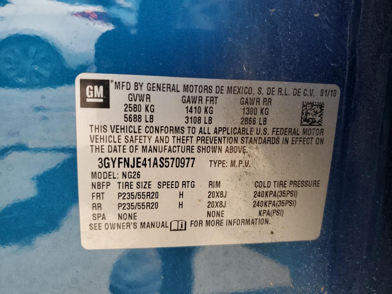 3GYFNJE41AS570977 2010 Cadillac Srx Performance Collection