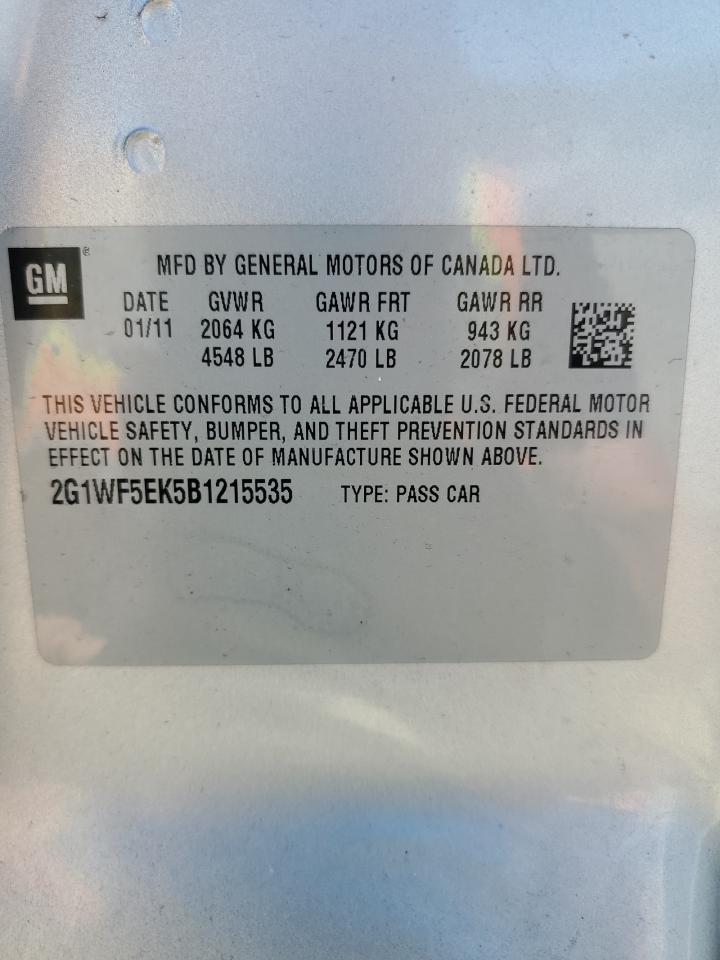 2G1WF5EK5B1215535 2011 Chevrolet Impala Ls