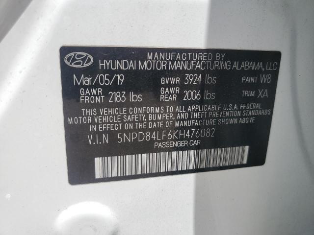 2019 Hyundai Elantra Sel VIN: 5NPD84LF6KH476082 Lot: 60814574