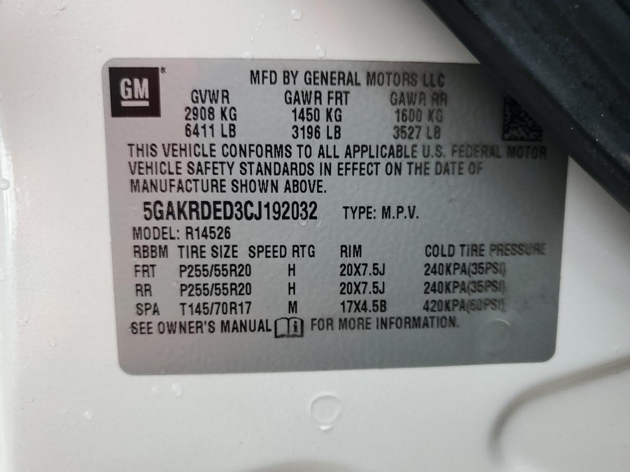 5GAKRDED3CJ192032 2012 Buick Enclave