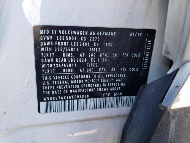 2017 Volkswagen Tiguan Wolfsburg VIN: WVGSV7AX9HK005868 Lot: 60896434