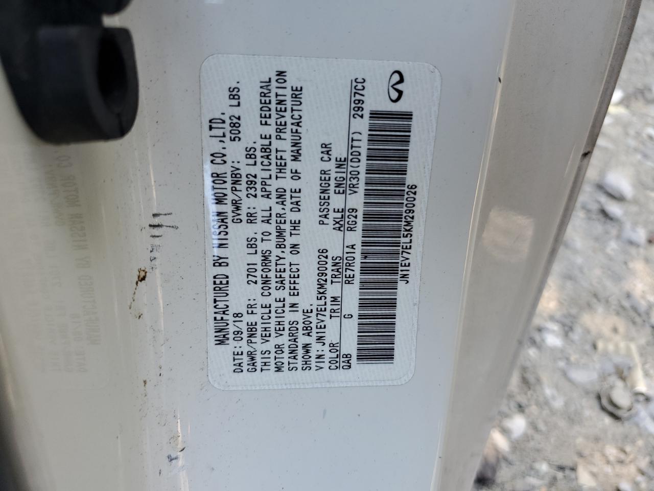 JN1EV7EL5KM290026 2019 Infiniti Q60 Pure