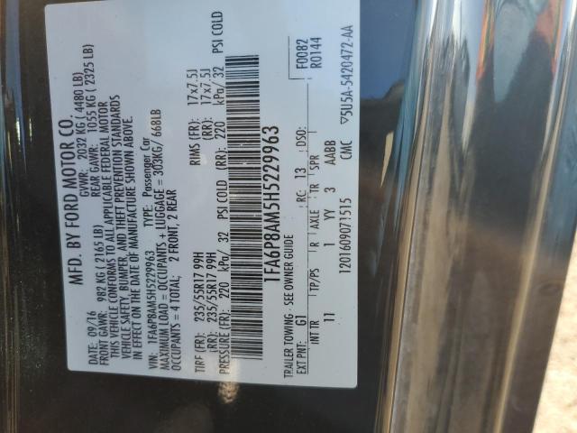 2017 Ford Mustang VIN: 1FA6P8AM5H5229963 Lot: 58267834