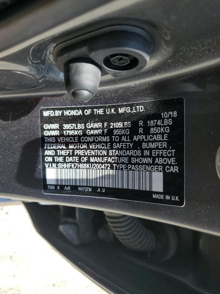 SHHFK7H68KU200472 2019 Honda Civic Ex