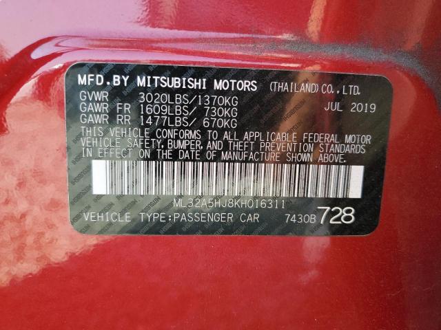 2019 MITSUBISHI MIRAGE LE ML32A5HJ8KH016311