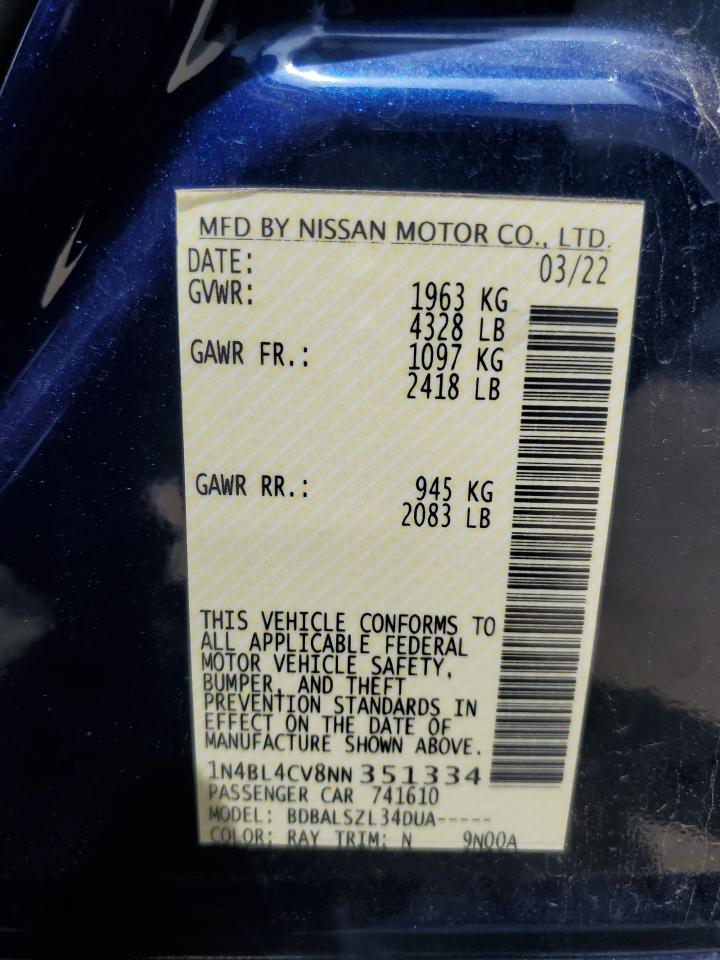 1N4BL4CV8NN351334 NISSAN ALTIMA 2022