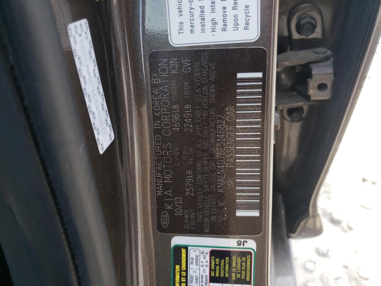 KNALN4D76E5146827 2014 Kia Cadenza Premium