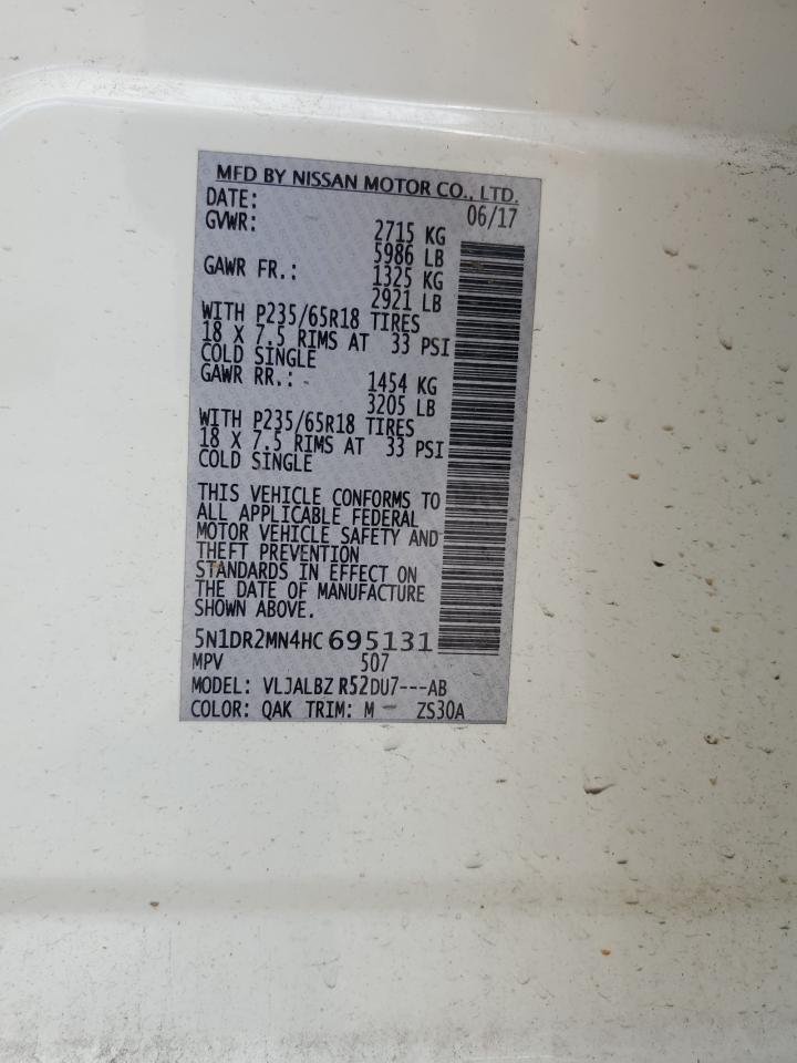 5N1DR2MN4HC695131 NISSAN PATHFINDER 2017