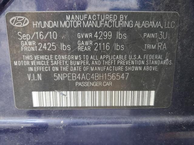 2011 Hyundai Sonata Gls VIN: 5NPEB4AC4BH156547 Lot: 57758824