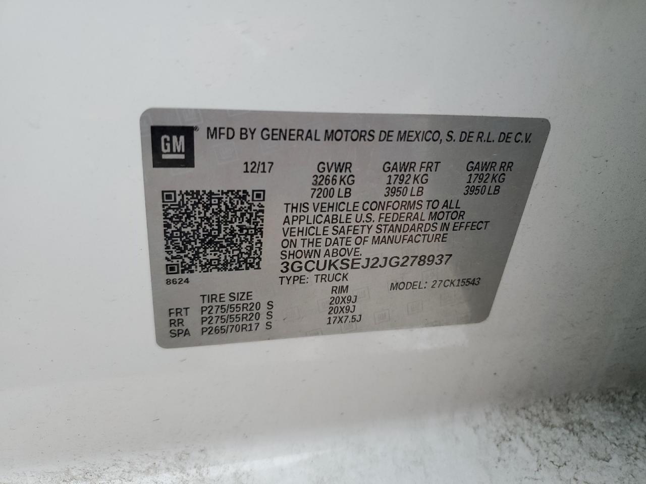 3GCUKSEJ2JG278937 CHEVROLET ALL Models 2018