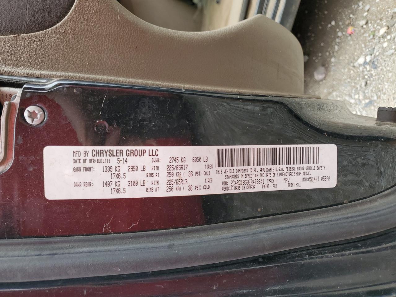 2C4RC1BG9ER423641 2014 Chrysler Town & Country Touring