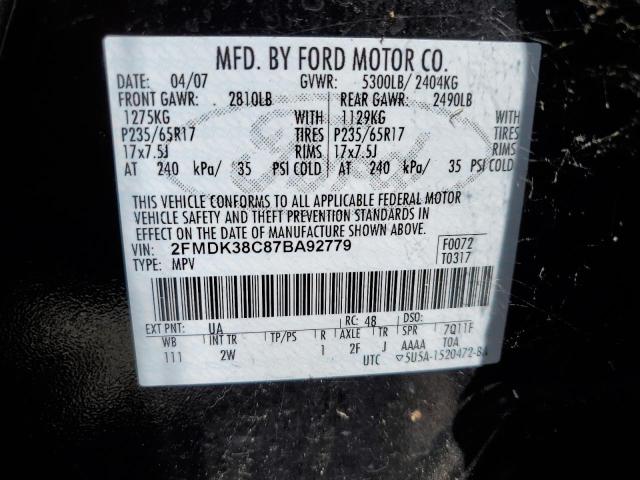 2007 Ford Edge Sel VIN: 2FMDK38C87BA92779 Lot: 58247264
