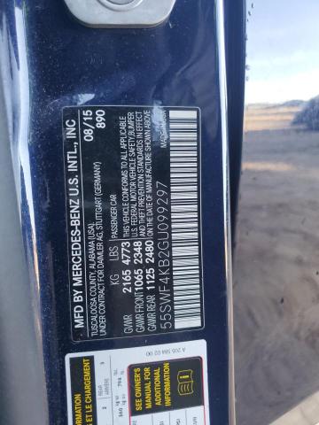 2016 Mercedes-Benz C 300 4Matic VIN: 55SWF4KB2GU099297 Lot: 58419924