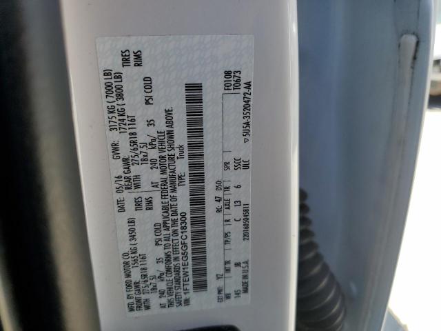 2016 Ford F150 Supercrew VIN: 1FTEW1EG5GFC18300 Lot: 58576904