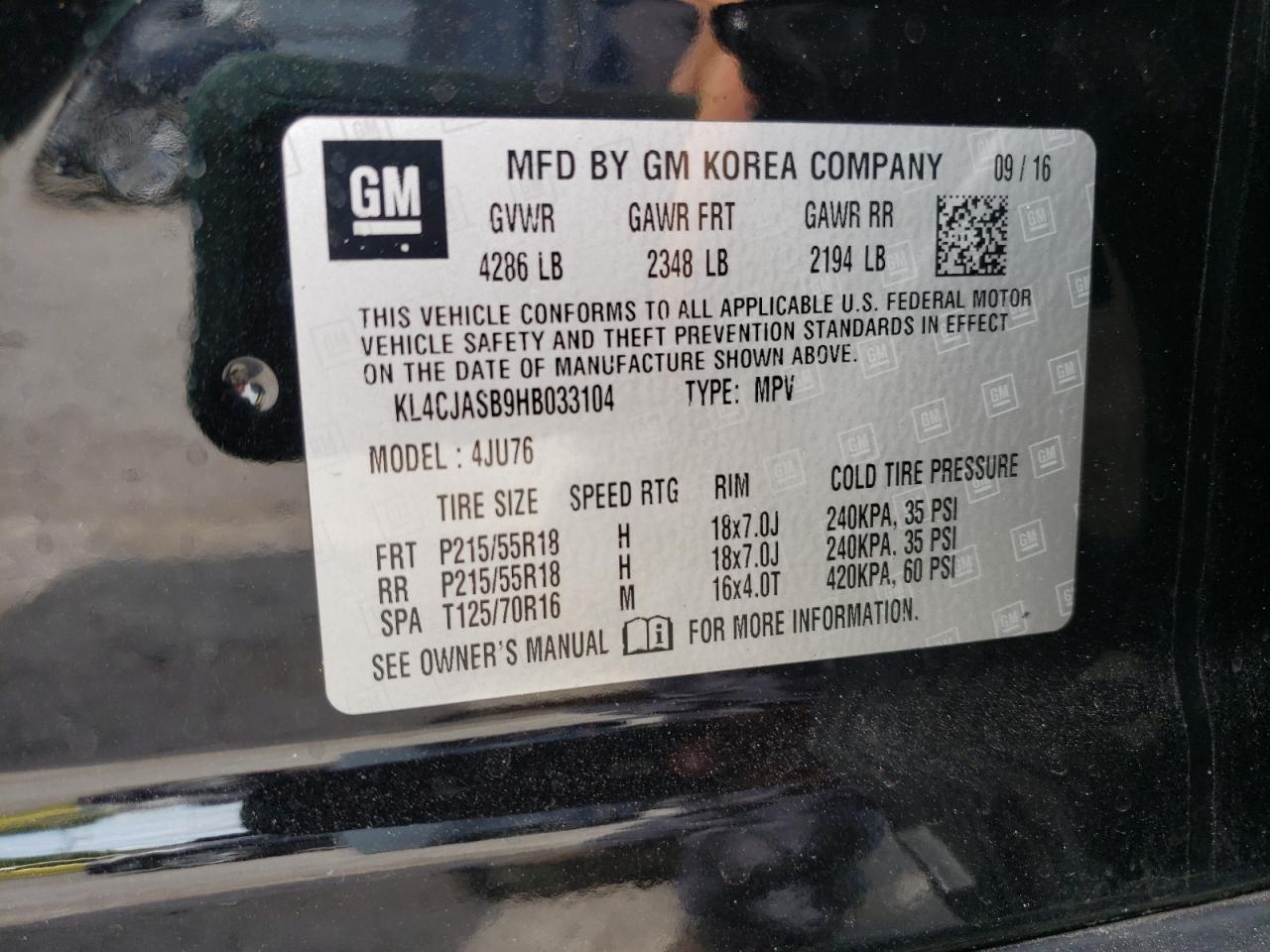 KL4CJASB9HB033104 2017 Buick Encore Preferred