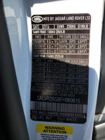 2015 Land Rover Range Rover Evoque Pure Premium VIN: SALVR2BG8FH969615 Lot: 60709024