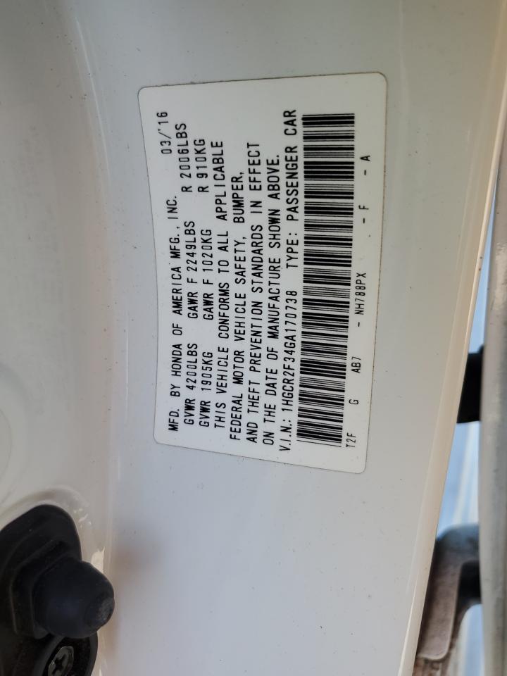 1HGCR2F34GA170738 HONDA ACCORD 2016