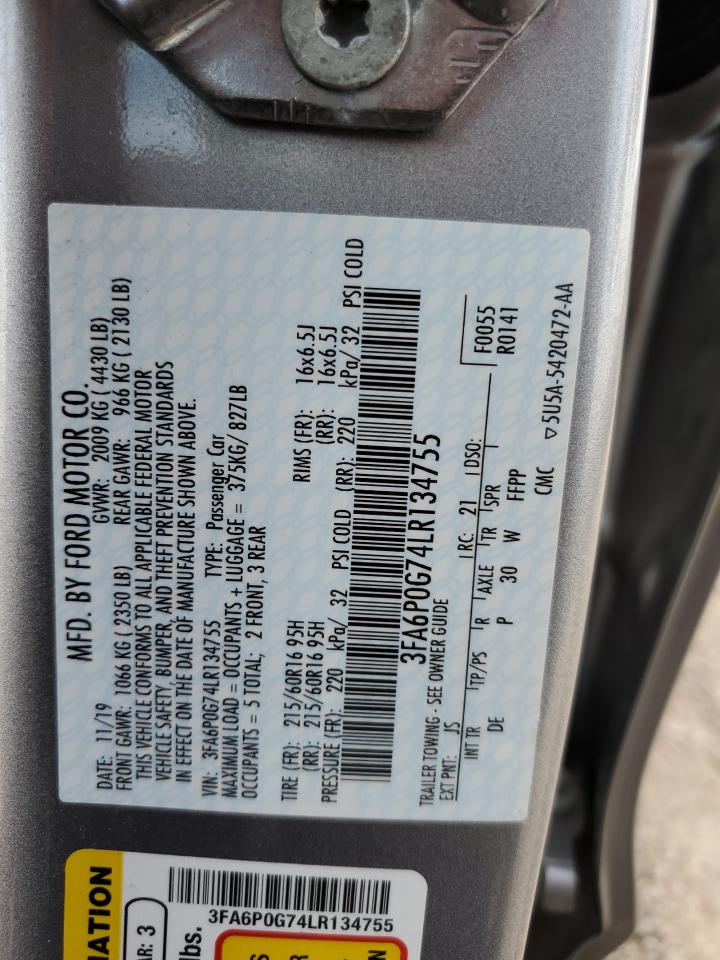 3FA6P0G74LR134755 FORD FUSION 2020