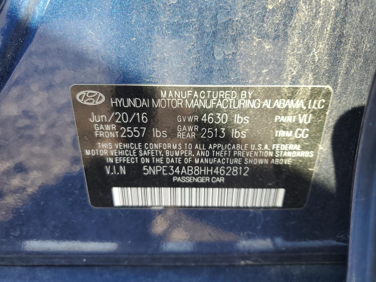 5NPE34AB8HH462812 2017 Hyundai Sonata Sport