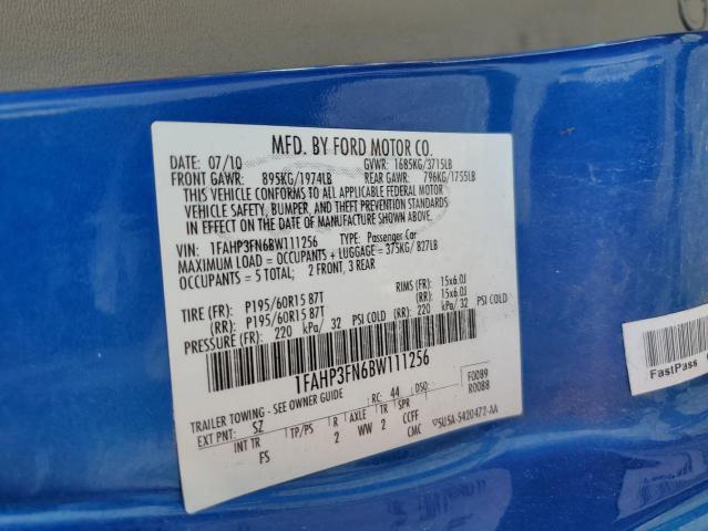 2011 Ford Focus Se VIN: 1FAHP3FN6BW111256 Lot: 57019664